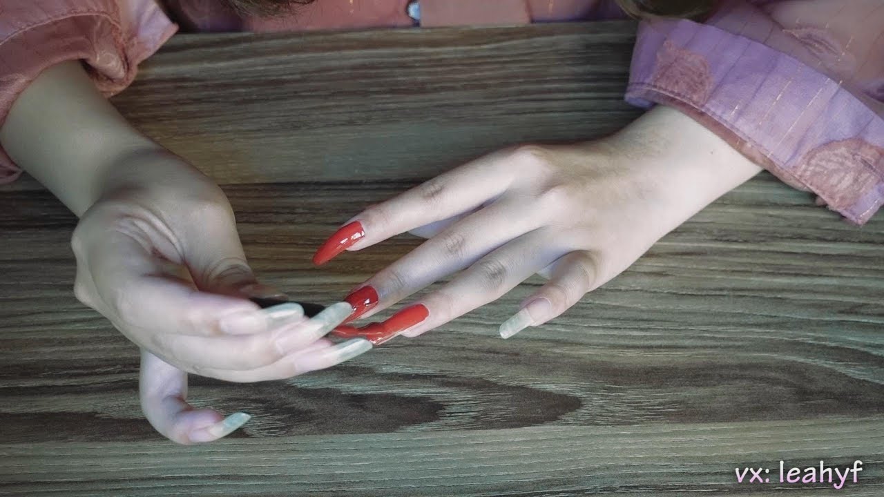 Painting Red Nail Polish on Long Natural Nails - YouTube