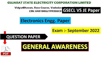 GSECL Vidhut Sahayak question paper 2022 | GSECL Junior engineer Electronics 2022 question paper