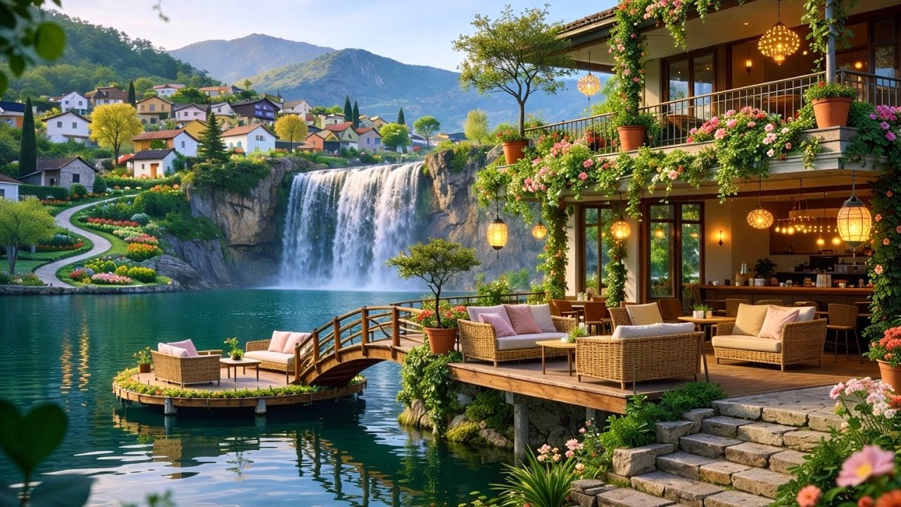 Dreamy Riverside Cafe Jazz☀️ Calm Morning Jazz & Nature Ambience