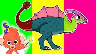 Wrong Heads Dinosaur Cartoon Mix And Match Ankylosaurus, Spinosaurus, Yinlong, Parasaurolophus
