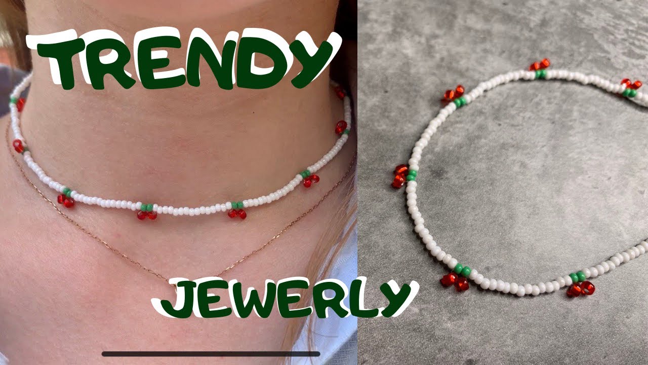 DIY 🍒 Cherry Beaded Necklace 🍒 Trendy jewelry YouTube