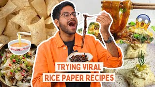 TESTING VIRAL RICE PAPER RECIPES 😳 RICE PAPER PILLOWS, NOODLES, TART, PIZZA...WHAT DID I LIKE ??