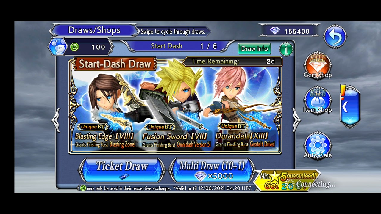 DFFOO- Squall, Cloud, and Lightning's Banner BT weapon pulls (lucky)