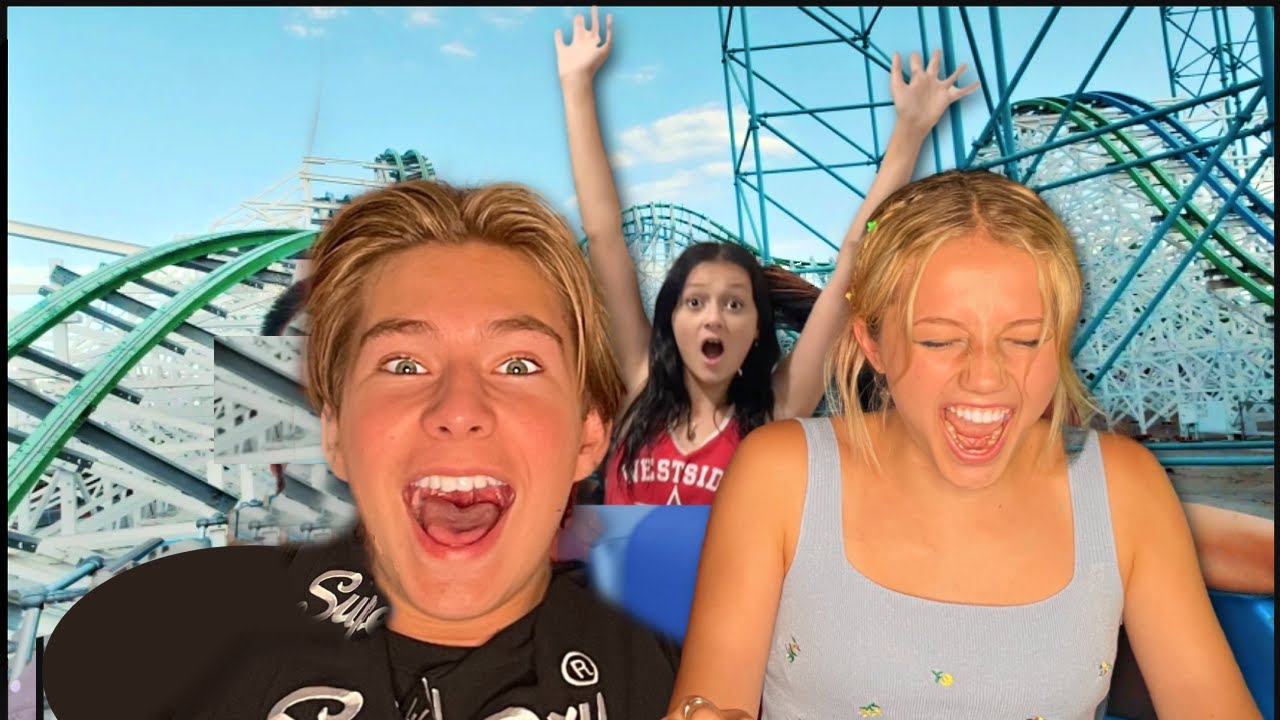 Last to Leave Roller Coaster Wins $20,000🎢😬  Challenge | Sawyer Sharbino ft Sophie Fergi & Indi Star
