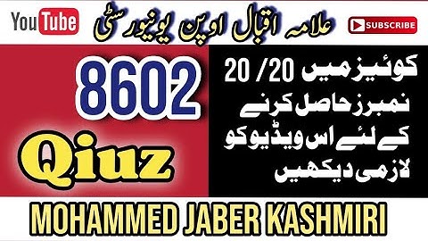 8602 Quiz PDF Part-2 With Right Answer 💯 by Muhammad Jaber