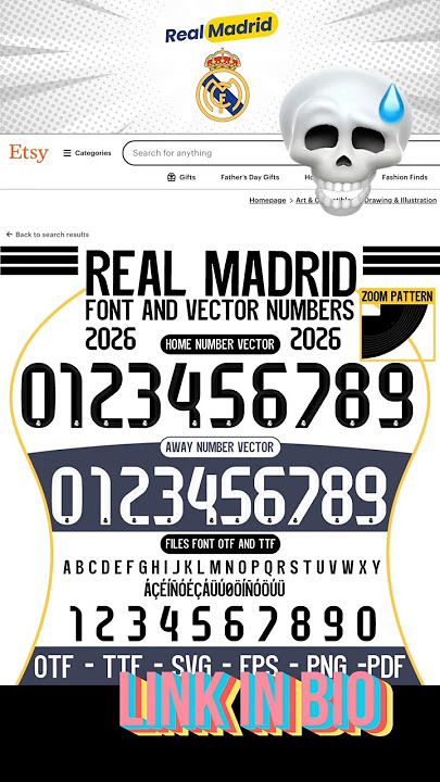 Font Vector Real Madrid 2026 Font, Svg,Eps,Pdf, Png, Otf, Ttf Real Madrid  Name Numbers Mbappé 9