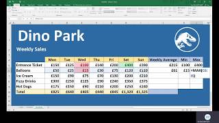 Excel Lesson 2 - MIN, MAX and AVERAGE functions