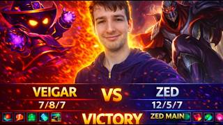 Veigar Carry vs Zed Main (Ranked Mid)