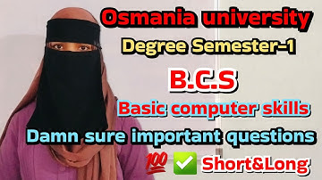 Degree Semester-1 BASIC COMPUTER SKILLS 💯 Damn sure important short and long questions ✅️💯 sem1 BCS