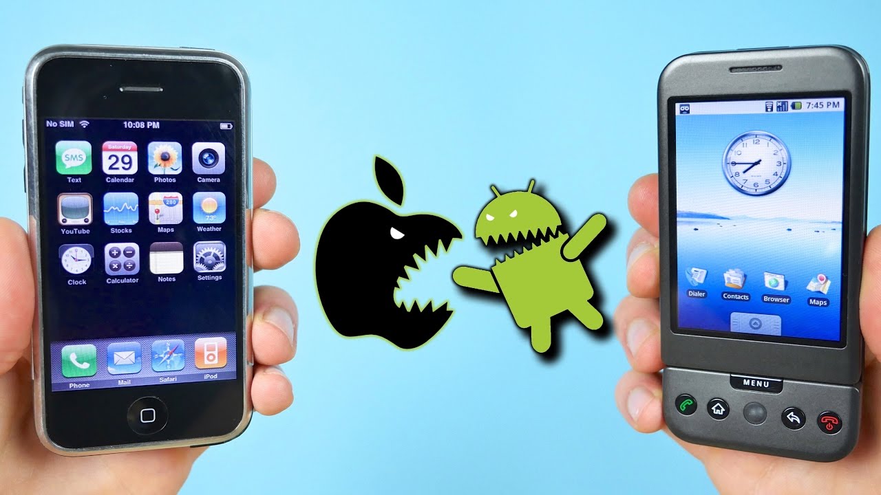 First Iphone Vs First Android Phone Ios 1 0 Vs Android 1 0 Youtube