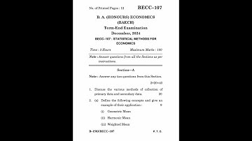 BECC–107 Dec 2024 | IGNOU Previous Year Question Paper