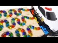 マーブルランレースASMR♪3列のHABAスロープ＆ミニカー。Marble run race ASMR♪ 3-row HABA slope & mini cars.