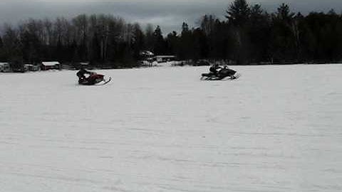 Turbo Dynamics Polaris FST  750 turbo  pump gas vs Turbo RX-1 running 9 psi on race fuel.avi