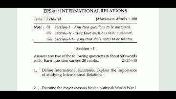 IGNOU EPS-07 INTERNATIONAL RELATIONS, PREVIOUS YEAR QUESTION PAPER 2019(HINDI/ENGLISH)