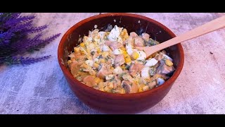 салат с маринованными грибами и вкусным луком