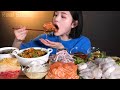 SUB)제철인 전어와 연어 광어 우럭 모듬회 먹방 회덮밥까지 리얼사운드 assorted sashimi and Raw Fish Bibimbap Mukbang ASMR salmon