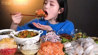 ENG SUB)assorted sashimi and Raw Fish Bibimbap Mukbang ASMR Korean eating show