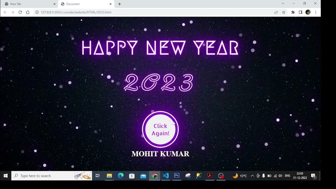 happy new year code with HTML css and js - YouTube