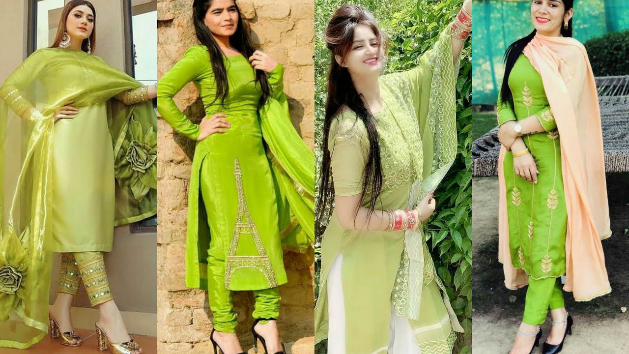 Parrot Green Full Suit With Same Colour Dupatta - Aman Sandhu Boutique