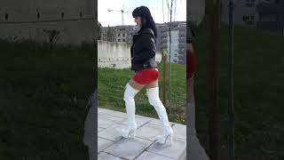 Victoria Devil #Shiny #Leather  #Boots #White #Red