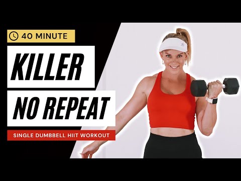 40 Min One Dumbbell HIIT Workout | No Repeat — Penny Barnshaw - Garage Fitness Girl