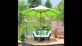 Small patio table with umbrella.