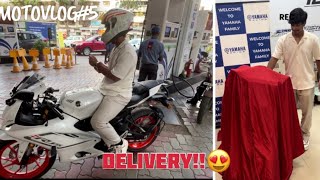 Delivery of my new R15_v4 😍!!! Finally bike aahi gayi🤪🥰!!
