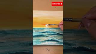 Mini Canvas /Seascape Painting /Calming Ocean Scene Painting Tutorial
