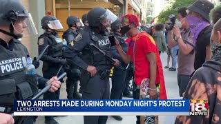 Two arrests made during Monday night's protest