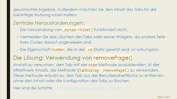 Wie man einen Tab in Qt TabWidget versteckt, ohne ihn zu löschen