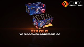 Cube Fireworks - 329 Zeus 105 Shot Compound Barrage 1.3G
