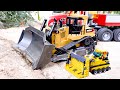 Assembly Block Toy Bulldozer with Excavator Truck Car Play