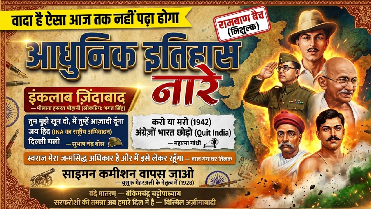 आधुनिक इतिहास | क्रांतिकारियों के प्रमुख नारे | Revolutionary Slogans | All Competitive Exams