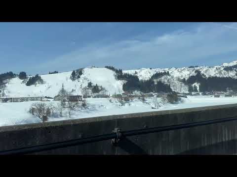 [越後湯沢-浦佐]上越新幹線 冬の浦佐駅に到着