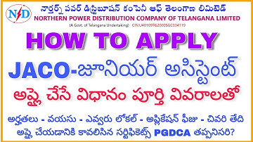 HOW TO APPLY FOR TSNPDCL JUNIOR ASSISTANT COMPUTER OPERATOR JACO ONLINE APPLICATION PROCESS TS JAO