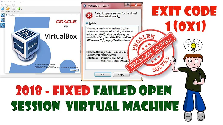 How to fix virtualbox failed to open session for virtual machine error -  exit code 1