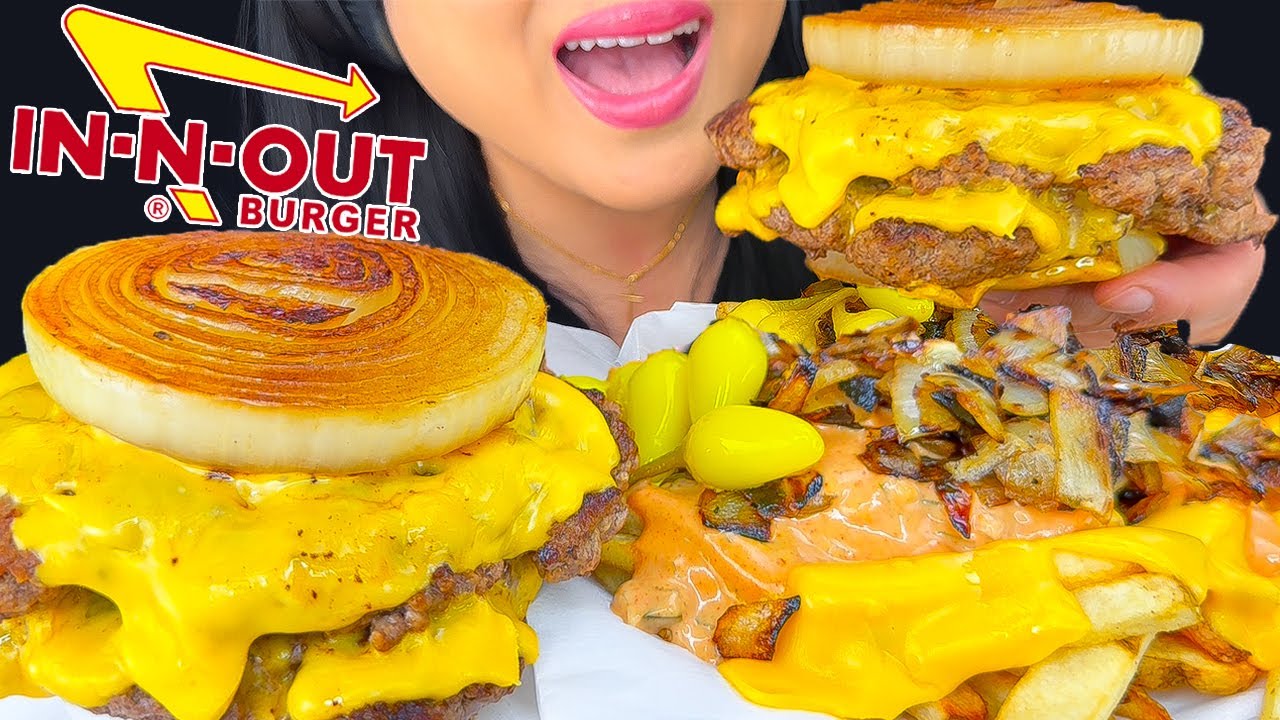 ASMR IN-N-OUT BURGER FLYING DUTCHMAN AND ANIMAL STYLE FRIES MUKBANG | EATING SOUNDS | ASMR Phan