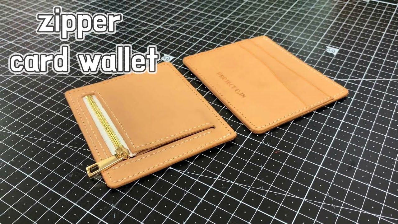 가죽공예] 지퍼 카드지갑 만들기 / 무료패턴 / Zipper Card Wallet - Youtube