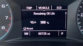 How to reset remaining oil life in 2018-2023 Chevrolet Malibu