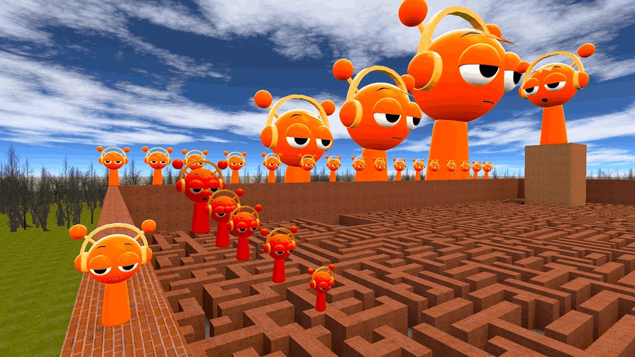 I FOUND ALL OREN  SPRUNKI IN GIANT MAZE IN GARRYSMOD  !