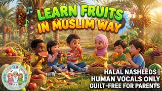 Learn Fruits Name | Kids Halal Poem | No Music | Human Vocals | Guilt Free For Parents 