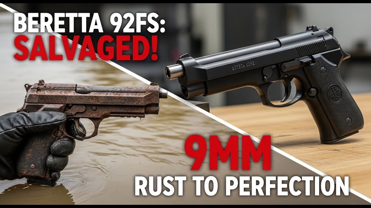 BERETTA 92FS SALVAGED FROM THE RIVER! 9MM Pistol Full Restoration ASMR 4K RUST to PRECISION 
