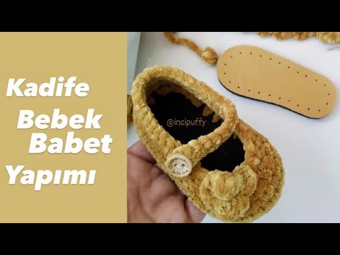 Kadife İpli Bebek Babet ( 17-18 numara deri tabanlı ) #baby #easy #making