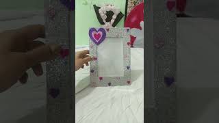 Handmade Photo Frame with glitter sheets Pretty heart theme 💜 Subscribe for more work #art #ytshorts