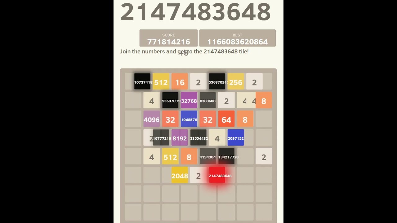 おまる 2048 8*8]Get 4294967296 in 2147483648 - YouTube