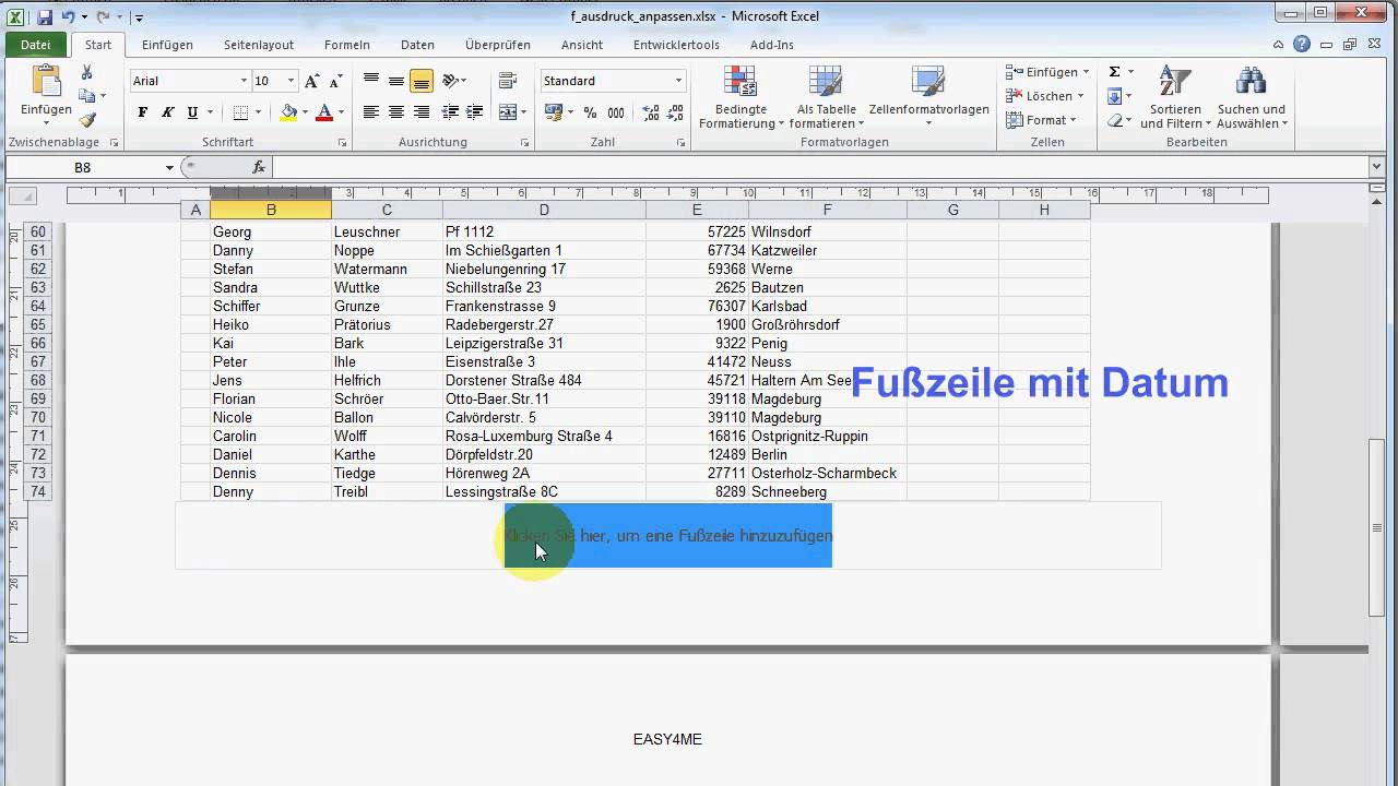 Update Excel 2010 Ausdruck anpassen Wiederholungszeilen - Easy4Me.info