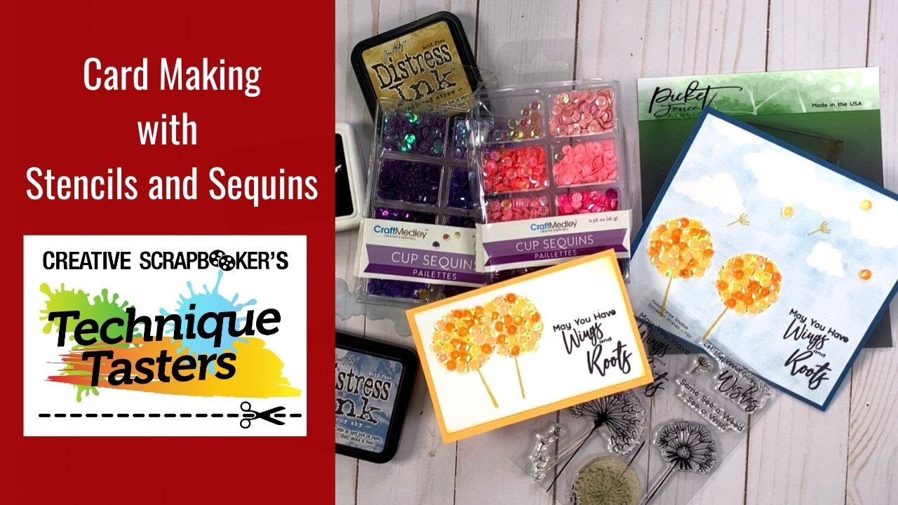 Card Making with Stencils and Sequins - Technique Tasters #218 - YouTube