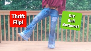 So cool! How to upcycle a pair of thrifted jeans into bell bottoms.