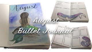 PLAN WITH ME | August 2019 Bullet Journal // Watercolour Mermaid Theme