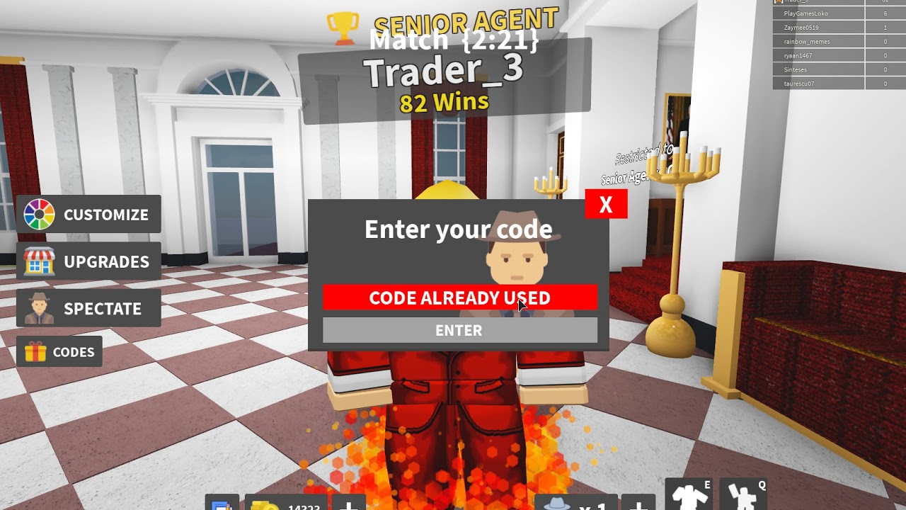 agents all codes 2019 roblox